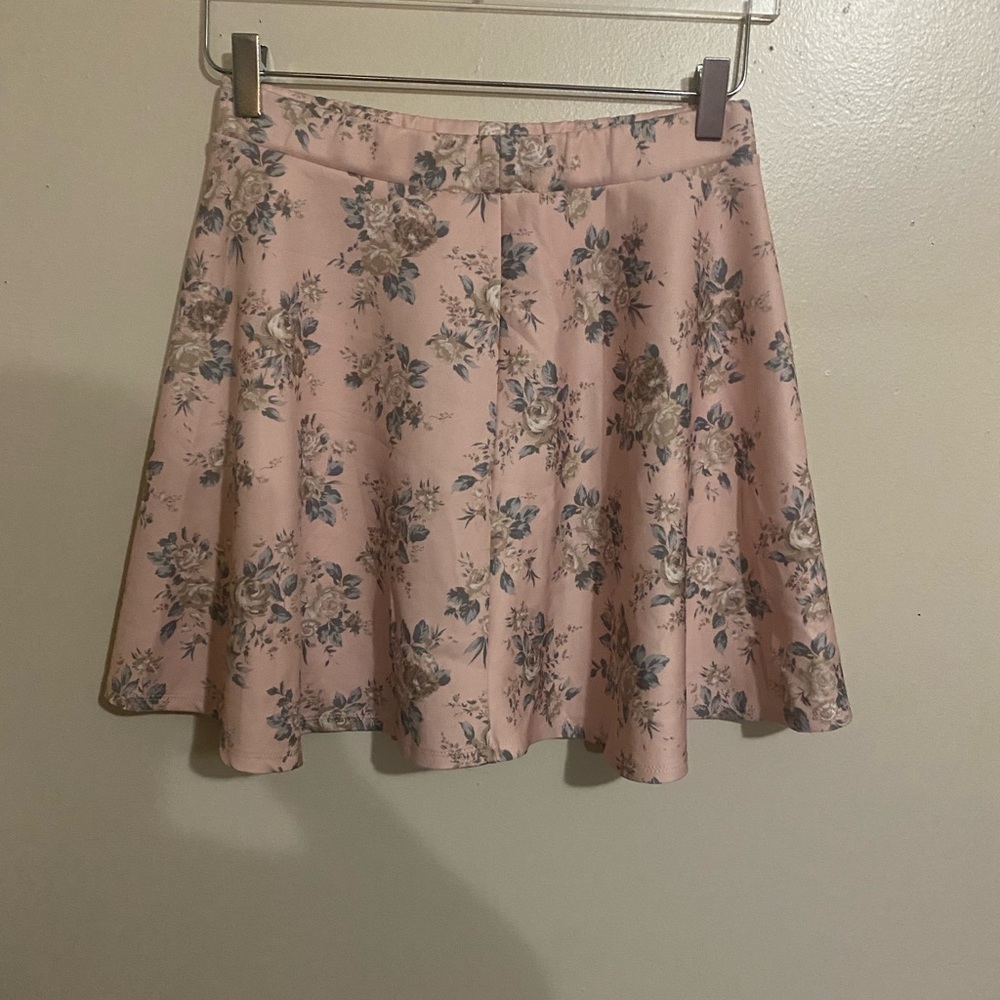 Pink Floral Skater Skirt
